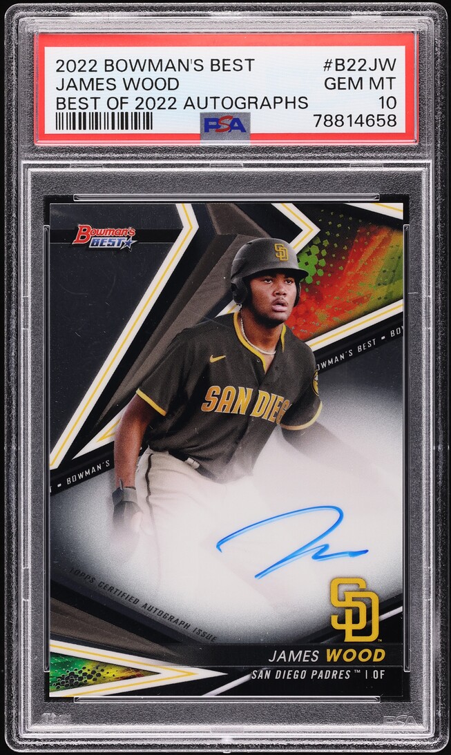 2022 Bowman's Best Of '22 James Wood ROOKIE AUTO #B22-JW PSA 10 GEM MINT