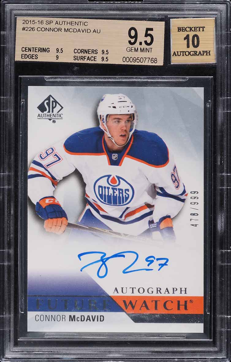 2015 SP Authentic Connor McDavid ROOKIE AUTO /999 #226 BGS 9.5 GEM MINT