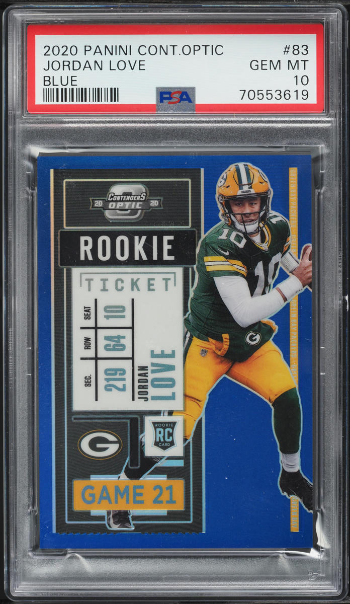 2020 Panini Contenders Optic Blue Jordan Love ROOKIE /99 #83 PSA 10 GEM MINT