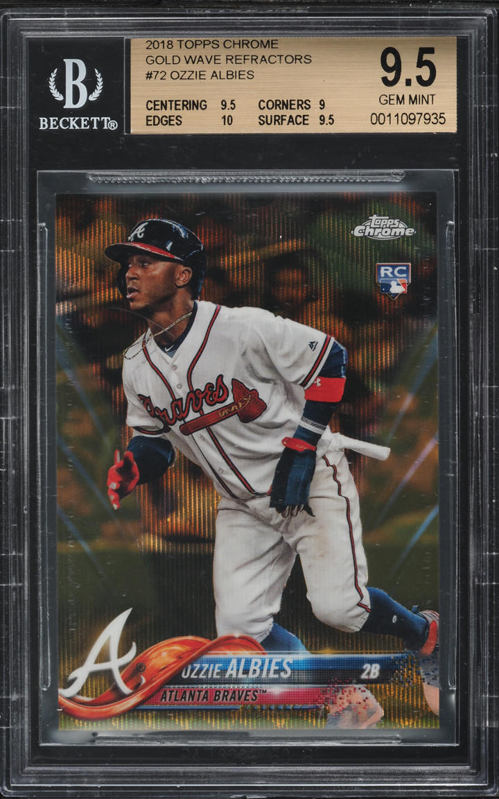 2018 Topps Chrome Gold Wave Refractor Ozzie Albies ROOKIE /50 #72 BGS 9.5 GEM