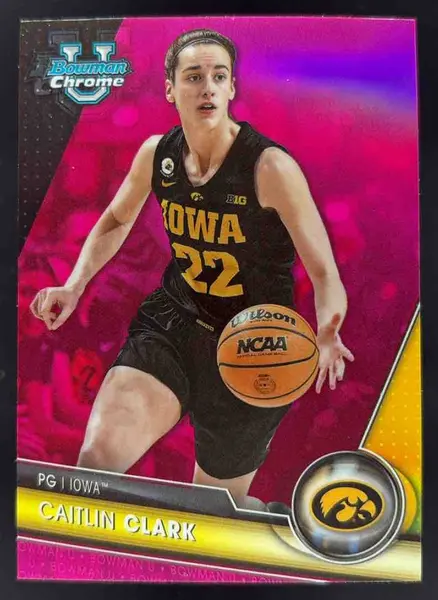 2023-24 Bowman University Chrome Pink Refractor #34 Caitlin Clark