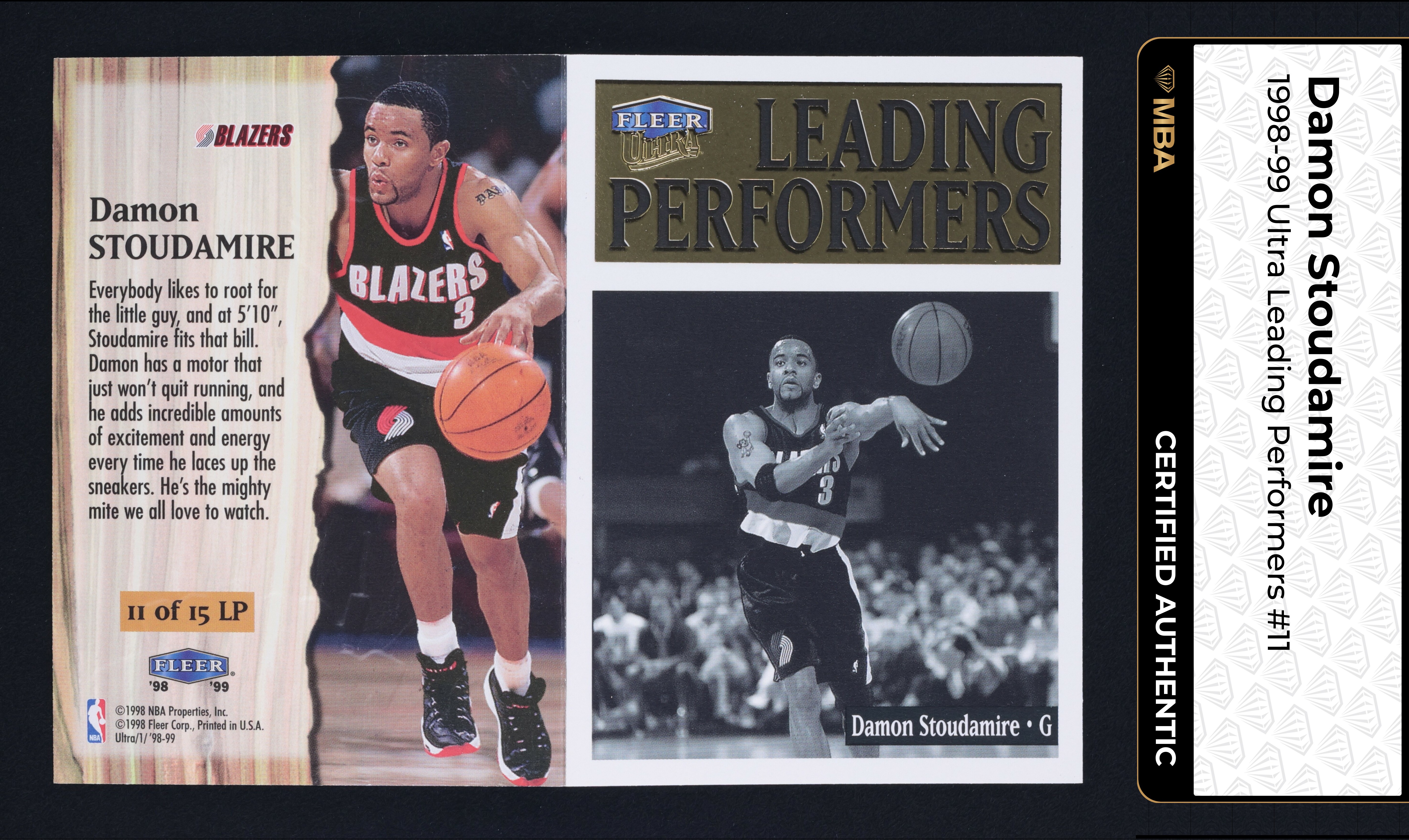 1998 Ultra Leading Performers Damon Stoudamire #11 MBA AUTH