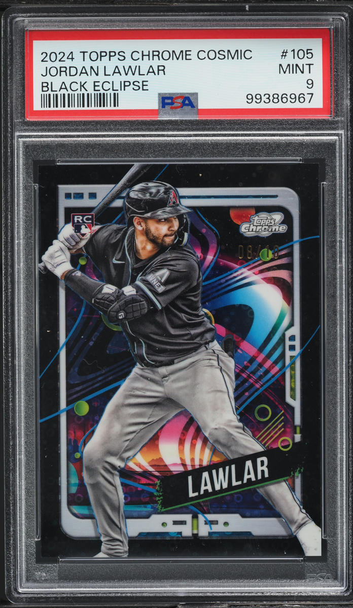 2024 Topps Chrome Cosmic Black Eclipse Jordan Lawlar ROOKIE /10 #105 PSA 9 MINT