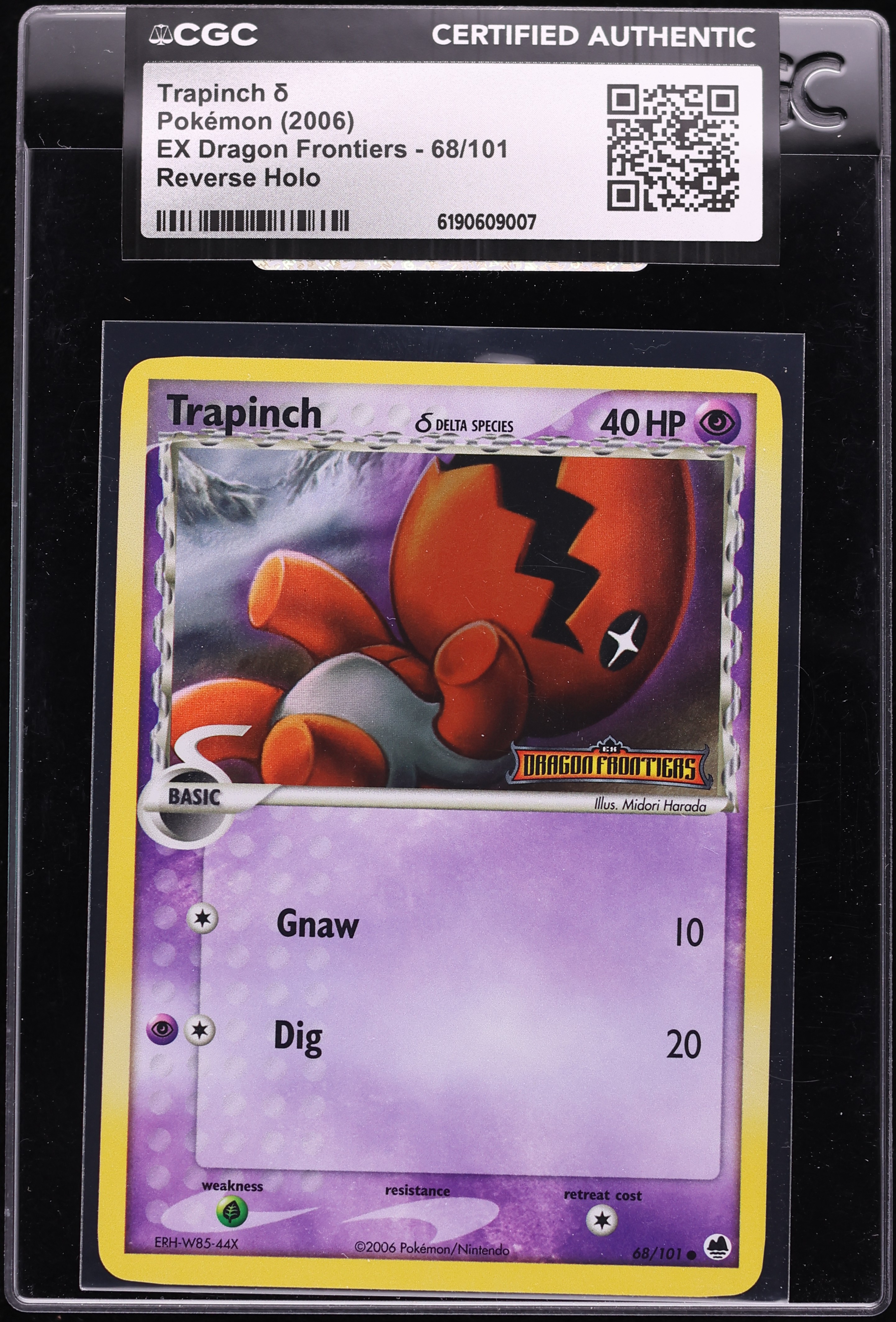 2006 Pokemon EX Dragon Frontiers Reverse Holo Trapinch #68 CGC AUTH
