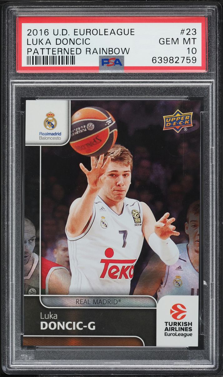2016 Upper Deck Euroleague Patterned Rainbow Luka Doncic ROOKIE #23 PSA 10 GEM MINT