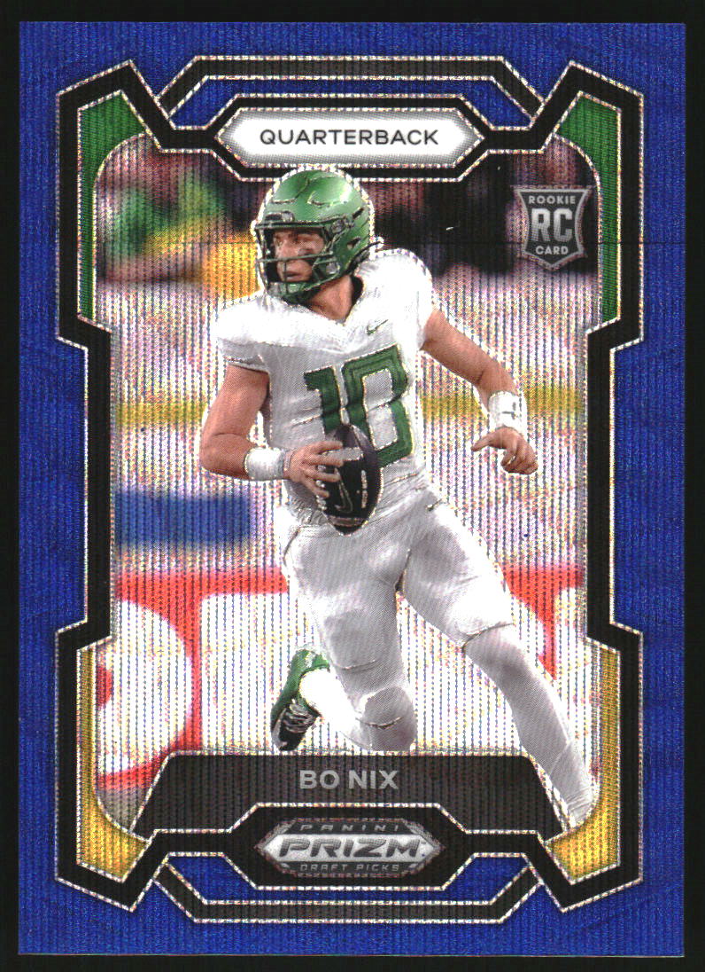2024 Panini Prizm Draft Picks Prizms Blue Wave #105 Bo Nix /249