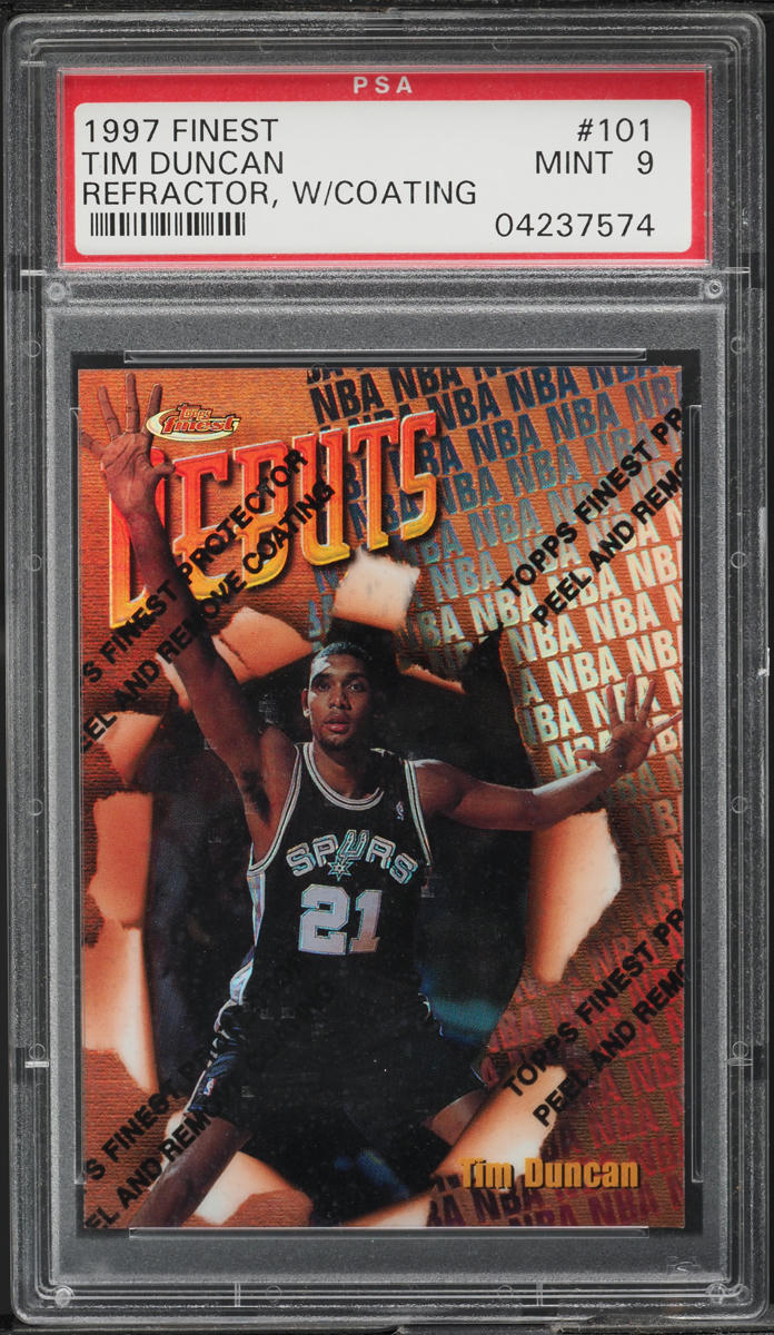 1997 Finest Refractor w/ Coating Tim Duncan ROOKIE #101 PSA 9 MINT