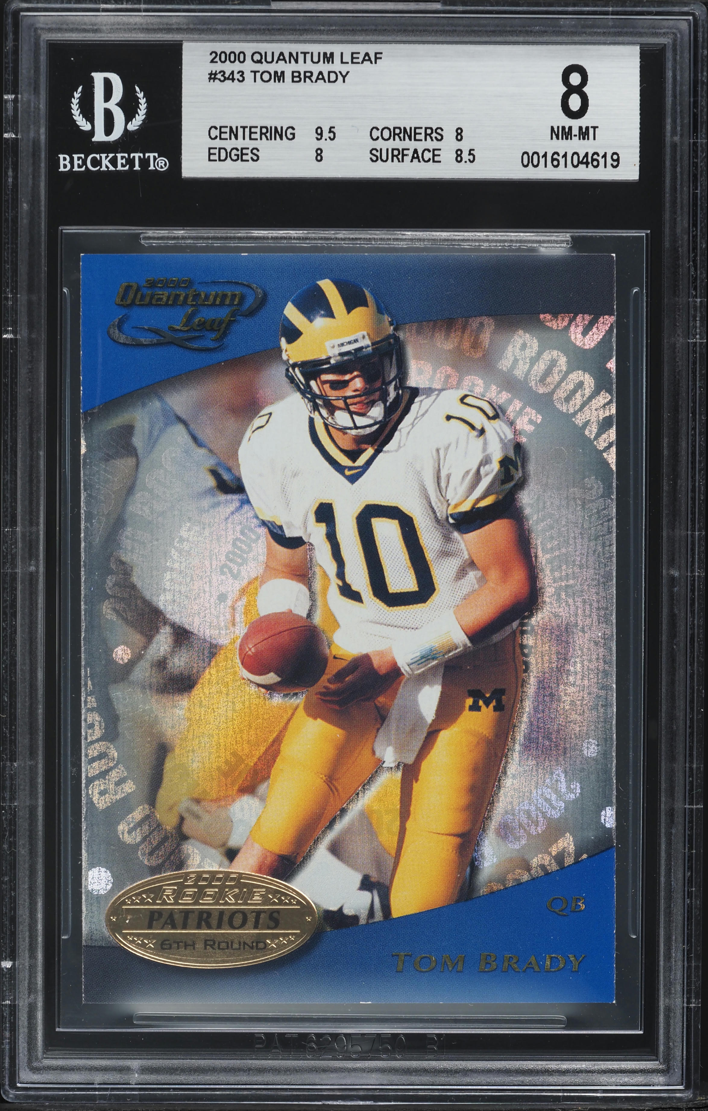 2000 Quantum Leaf Tom Brady ROOKIE #343 BGS 8 NM-MT