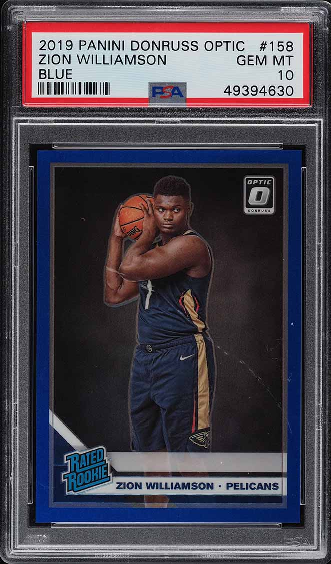 2019 Donruss Optic Blue Zion Williamson ROOKIE RC /59 #158 PSA 10 GEM MINT