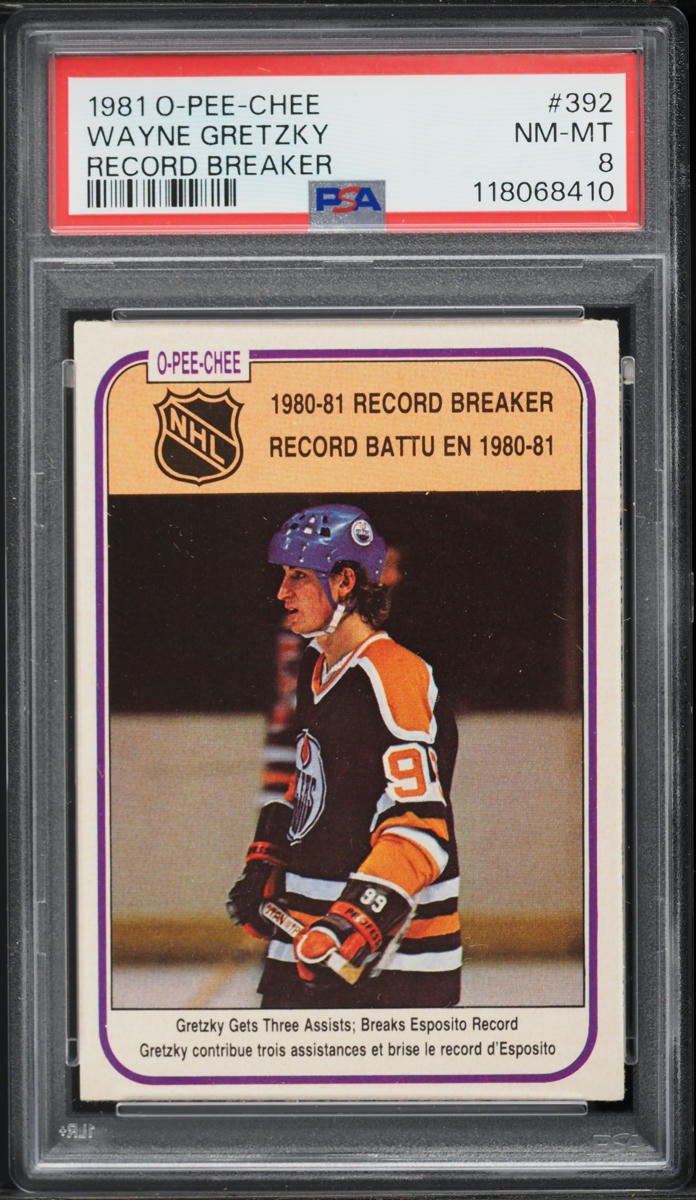 1981 O-Pee-Chee Hockey Wayne Gretzky RECORD BREAKER #392 PSA 8 NM-MT