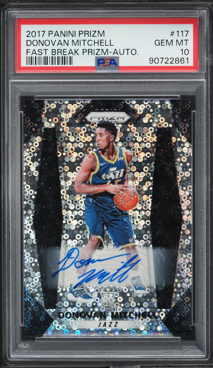2017 Panini Prizm Fast Break Donovan Mitchell ROOKIE AUTO #117 PSA 10 GEM MINT