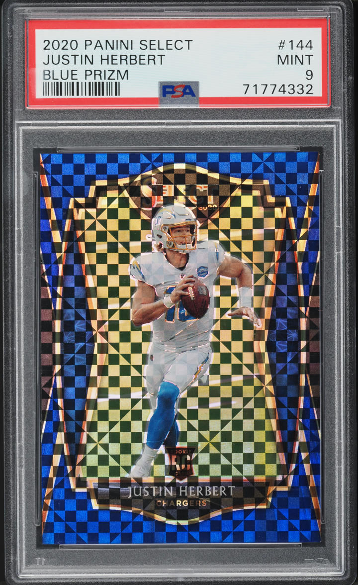2020 Select Premier Level Blue Prizm Justin Herbert ROOKIE /149 #144 PSA 9 MINT