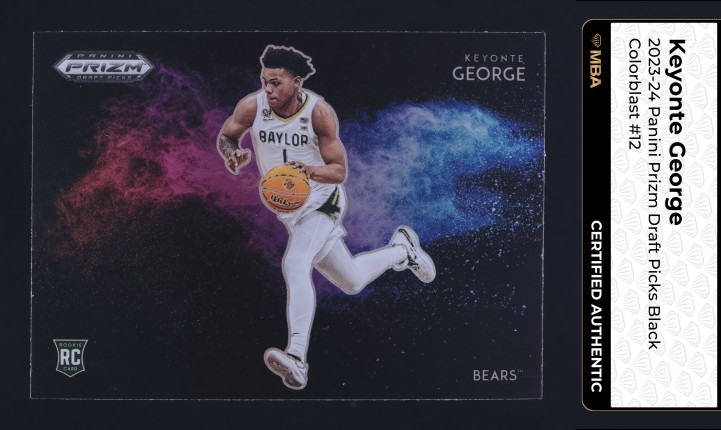 2023 Panini Prizm Draft Picks Black Color Blast Keyonte George RC #12 MBA AUTH