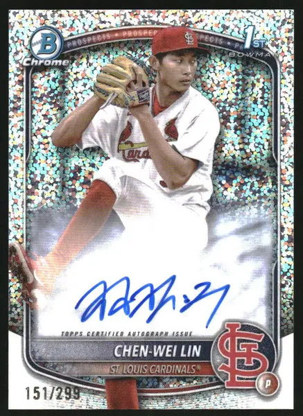 2025 Bowman Chrome Autograph Speckle Refractor #CPA-CL Chen-Wei Lin RC Auto /299