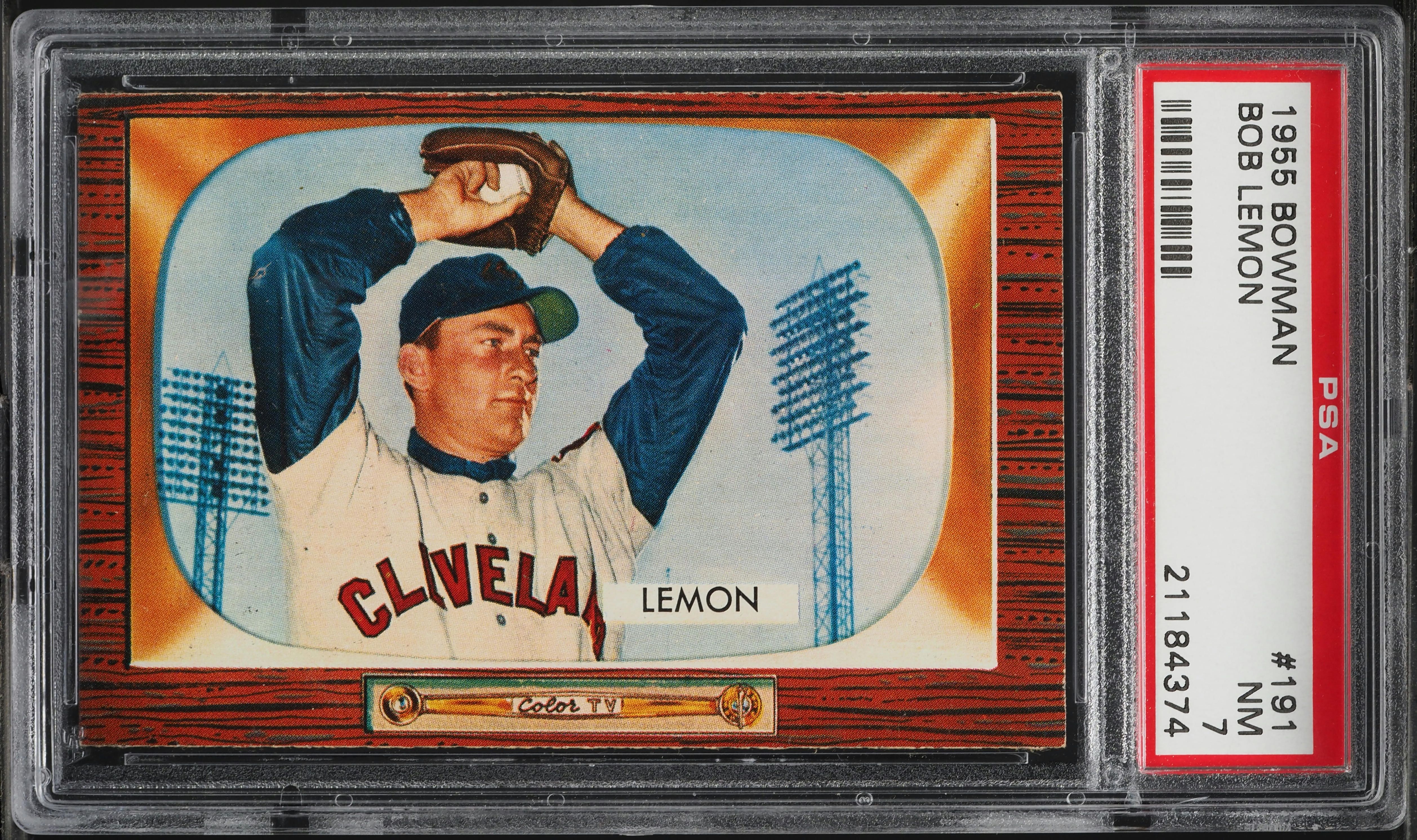 1955 Bowman SETBREAK Bob Lemon #191 PSA 7 NRMT