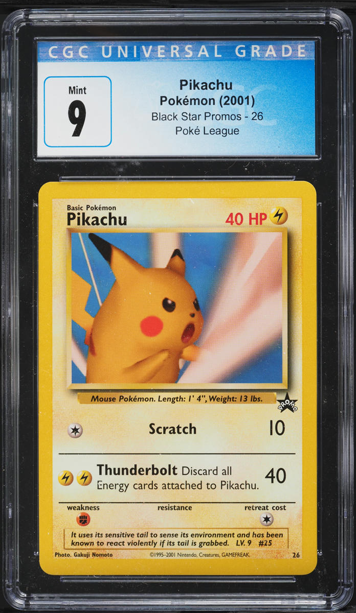 2001 Pokemon League Black Star Promo Pikachu #26 CGC 9 MINT
