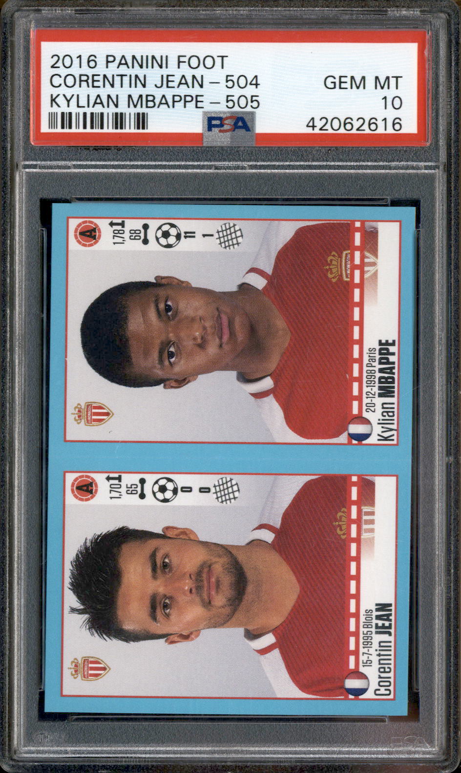 2016 Panini Foot Corentin Jean Kylian Mbappe RC Rookie PSA 10