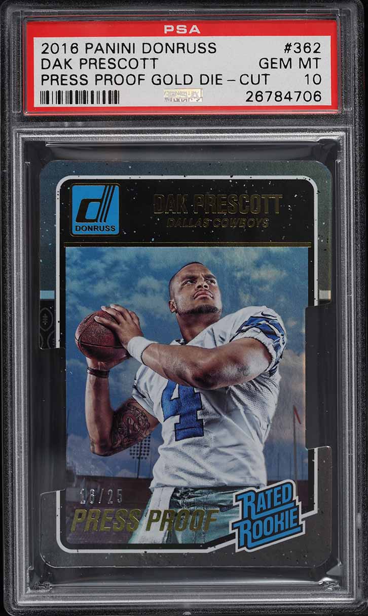 2016 Donruss Press Proof Gold Die-Cut Dak Prescott ROOKIE /25 #362 PSA 10