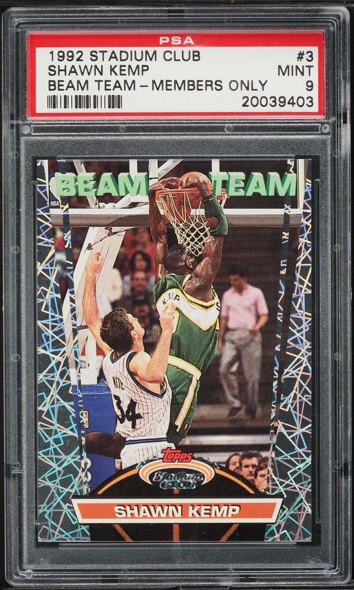 1992 Stadium Club Beam Team Members Only Shawn Kemp #3 PSA 9 MINT