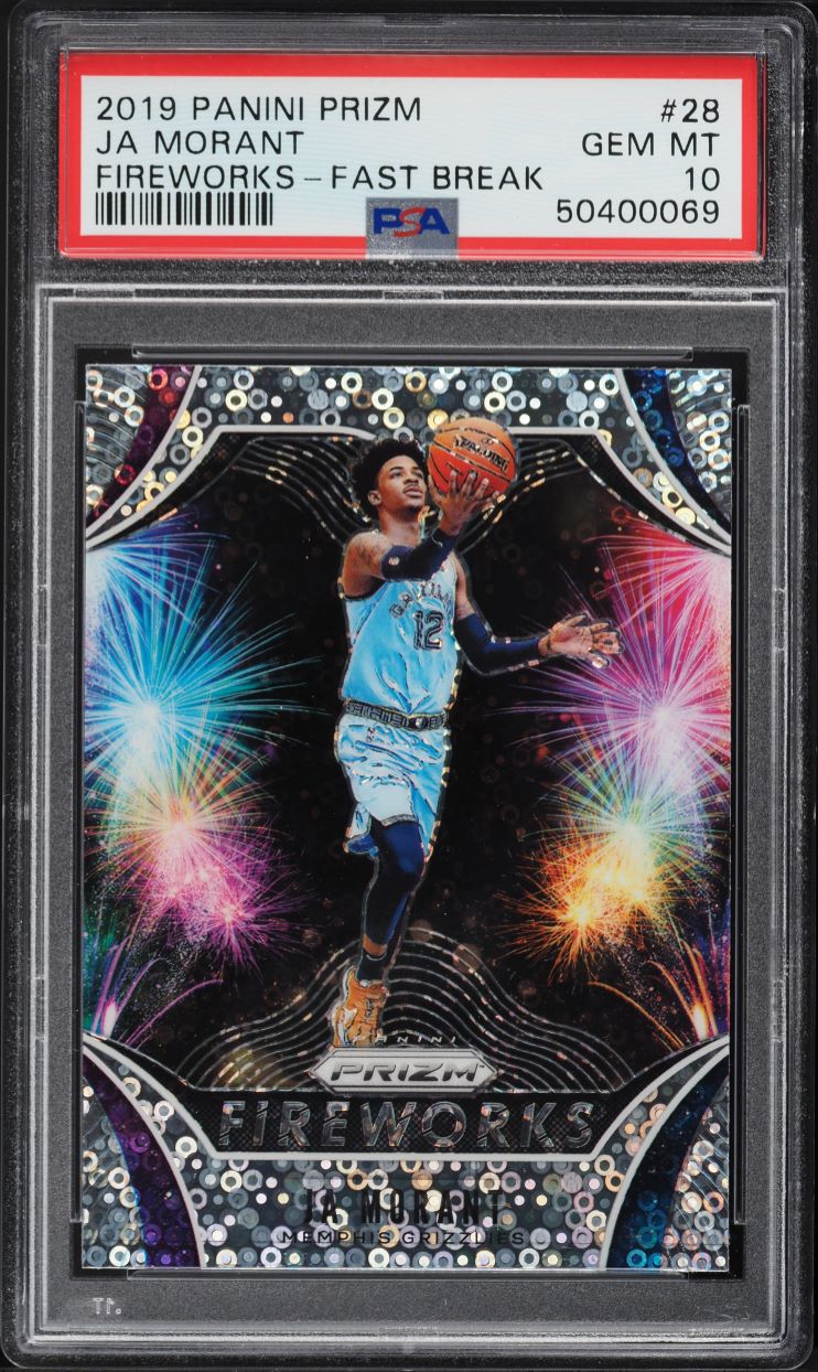 2019 Panini Prizm Fireworks Fast Break Ja Morant ROOKIE #28 PSA 10 GEM MINT