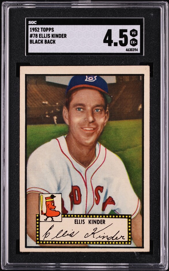 1952 Topps Ellis Kinder BLACK BACK #78 SGC 4.5 VGEX+