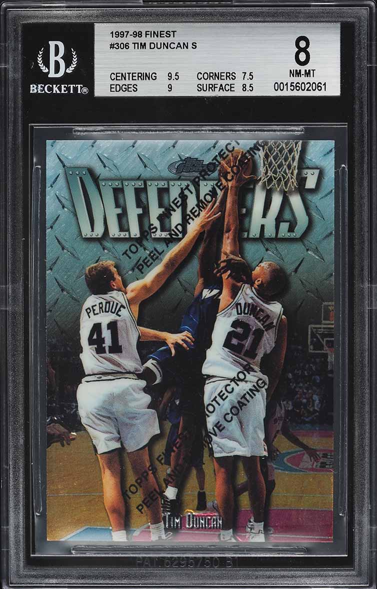1997 Finest Basketball w/ Coating Tim Duncan ROOKIE #306 BGS 8 NM-MT