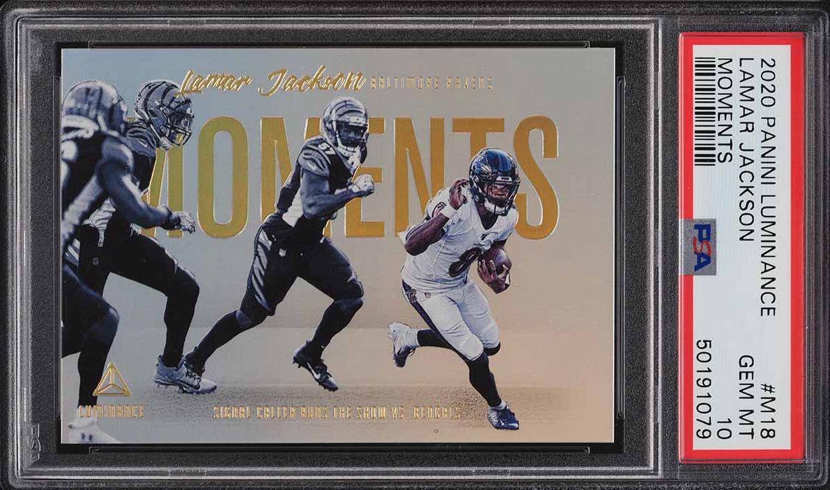 2020 Panini Luminance Moments Lamar Jackson #M18 PSA 10 GEM MINT