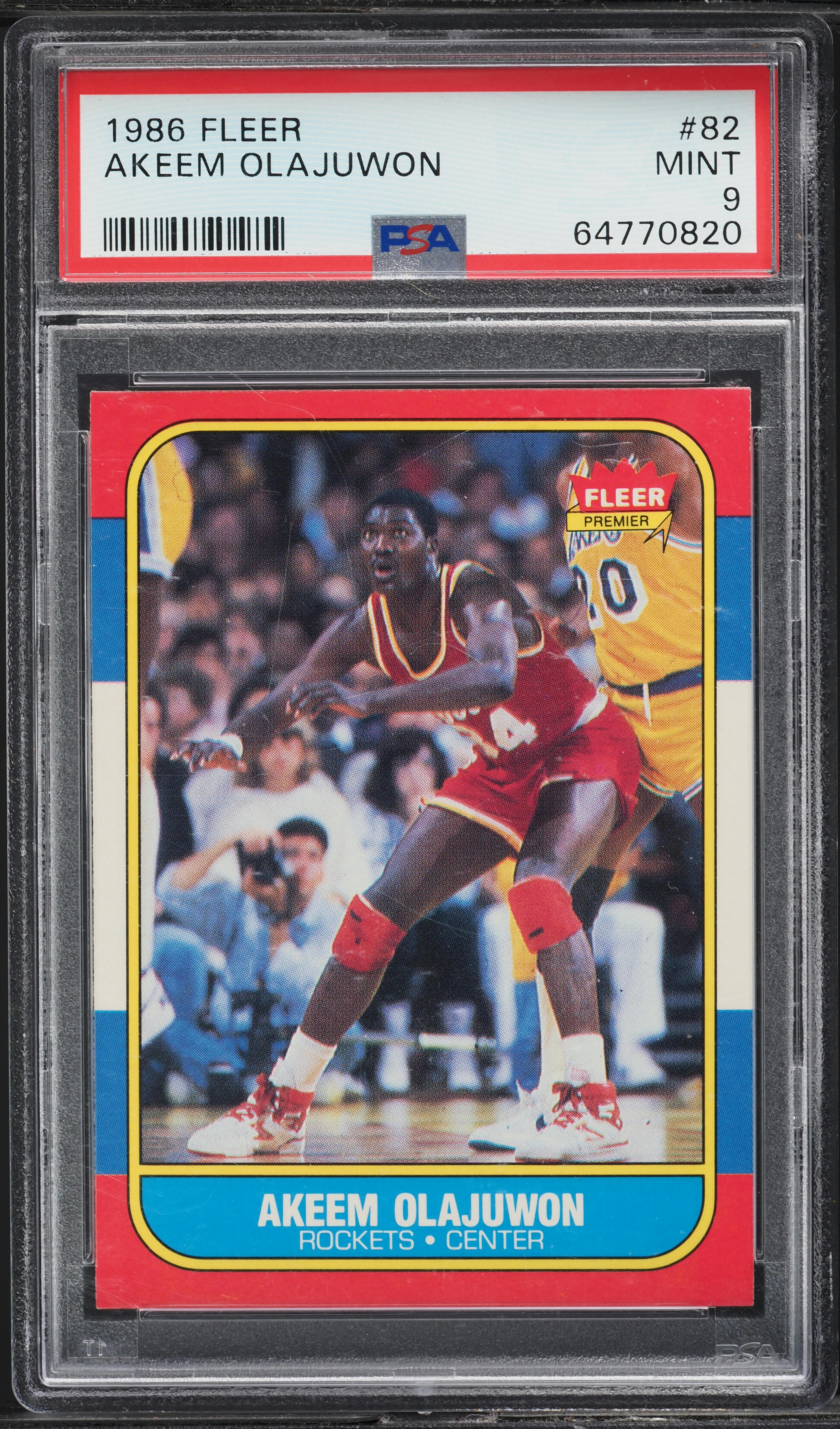 1986 Fleer Basketball Hakeem Olajuwon ROOKIE #82 PSA 9 MINT