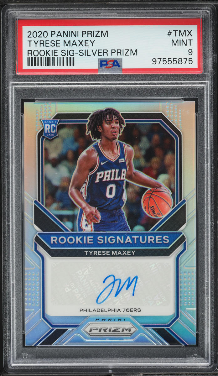 2020 Panini Prizm Signatures Silver Tyrese Maxey ROOKIE AUTO PSA 9 MINT