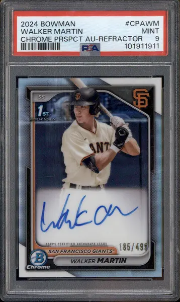 2024 Bowman Chrome Prospect Auto Refractor #CPAWM Walker Martin RC /499 PSA 9