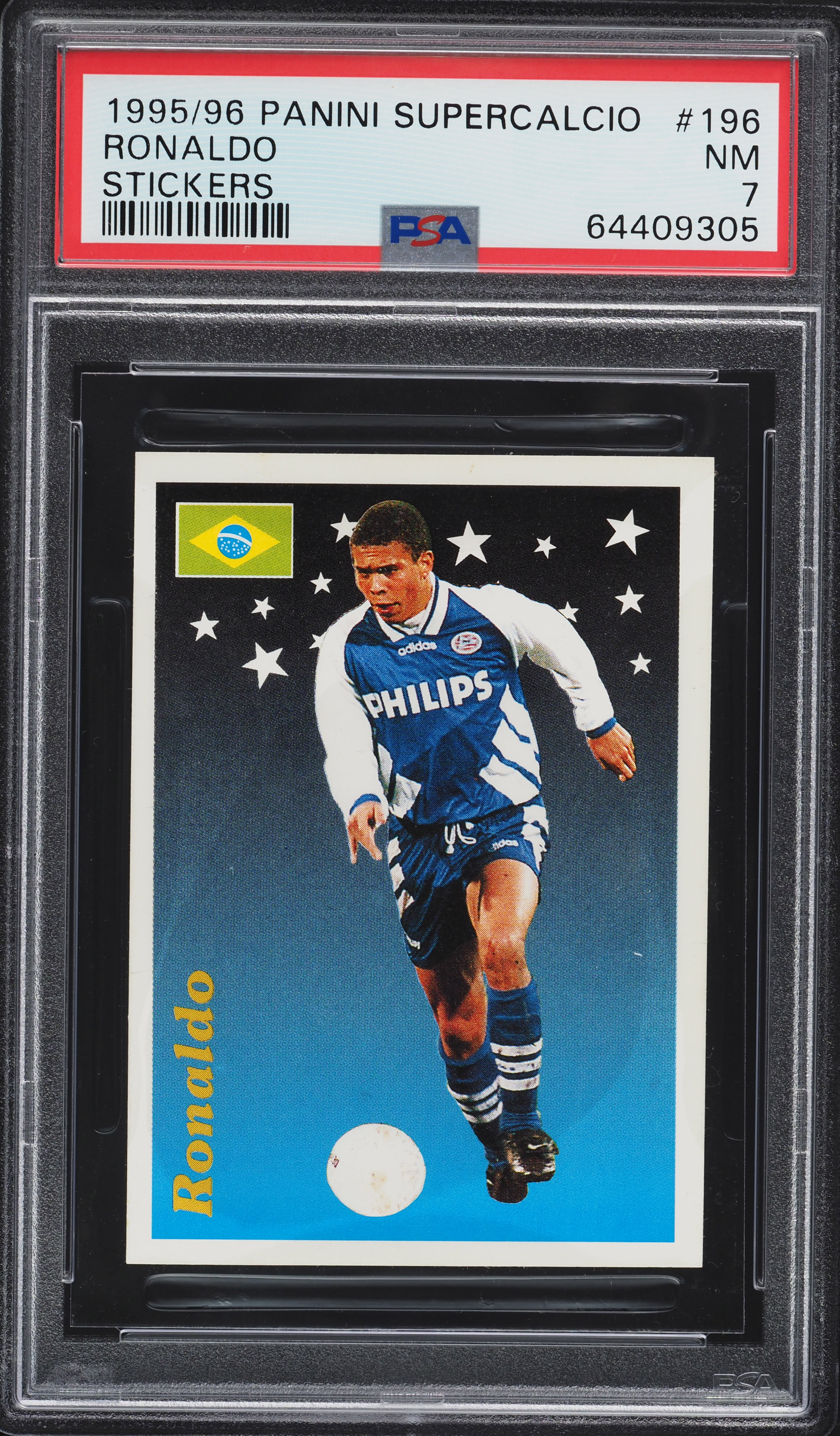 1995 Panini Supercalcio Stickers Ronaldo ROOKIE #196 PSA 7 NRMT