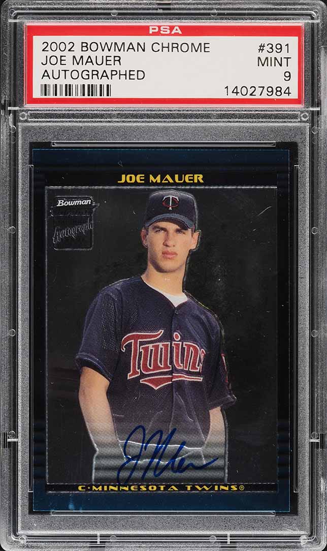 2002 Bowman Chrome Joe Mauer ROOKIE RC AUTO #391 PSA 9 MINT