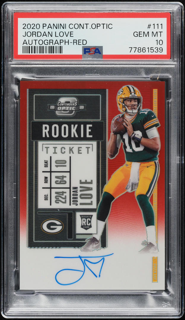 2020 Panini Contenders Optic Red Jordan Love ROOKIE AUTO /199 #111 PSA 10 GEM