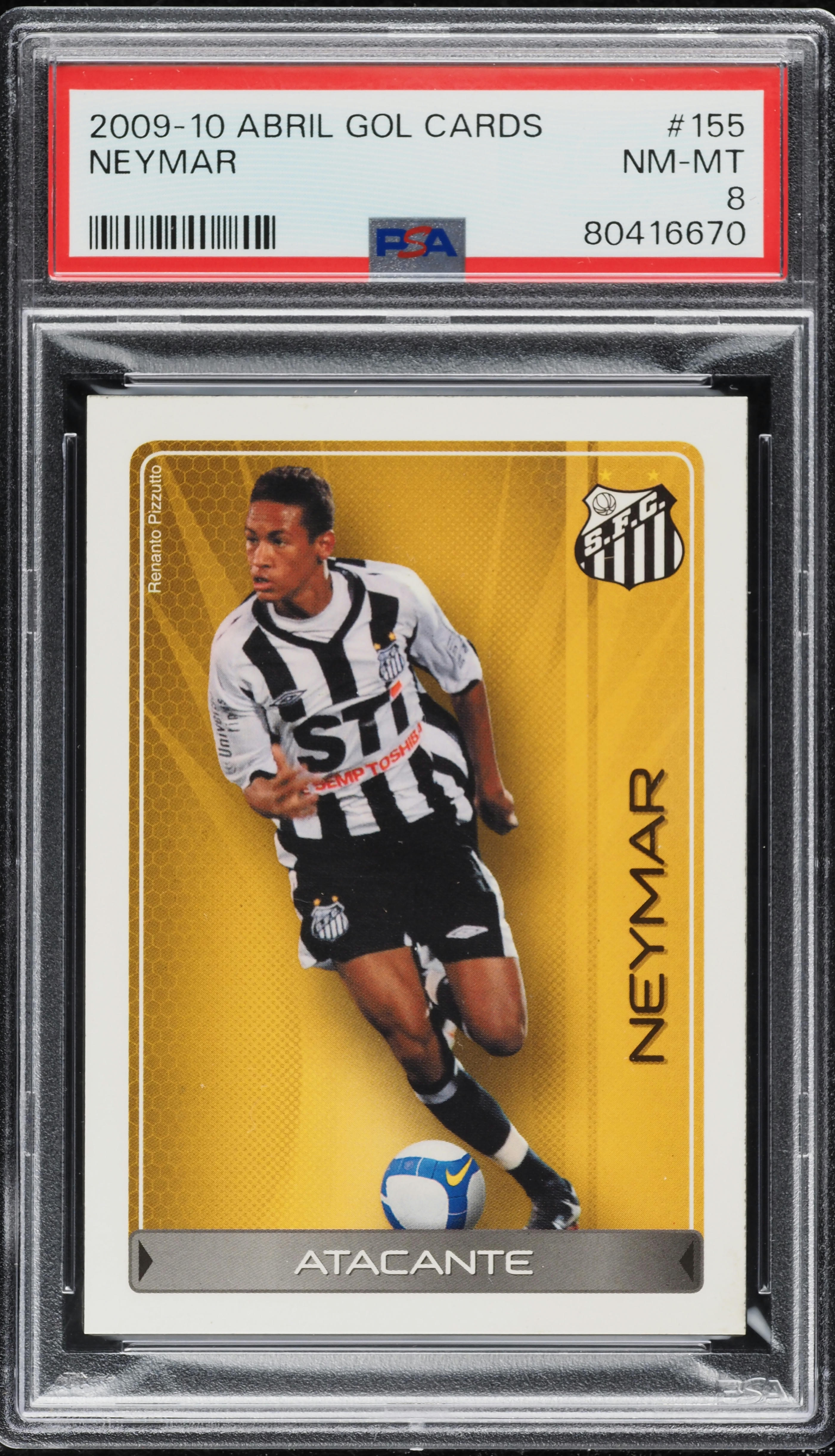 2009 Abril Gol Cards Neymar Jr. ROOKIE #155 PSA 8 NM-MT