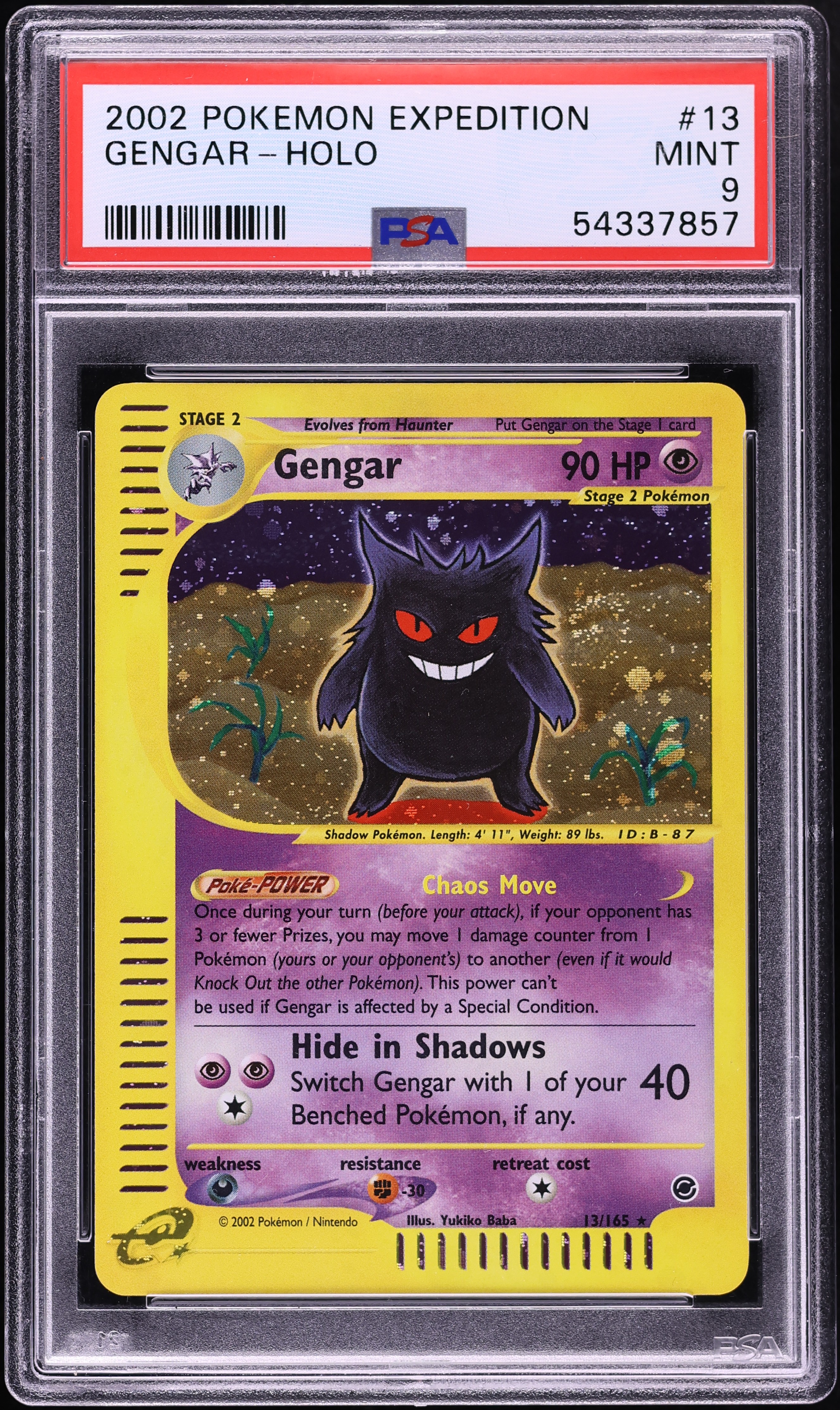 2002 Pokemon Expedition Holo Gengar #13 PSA 9 MINT