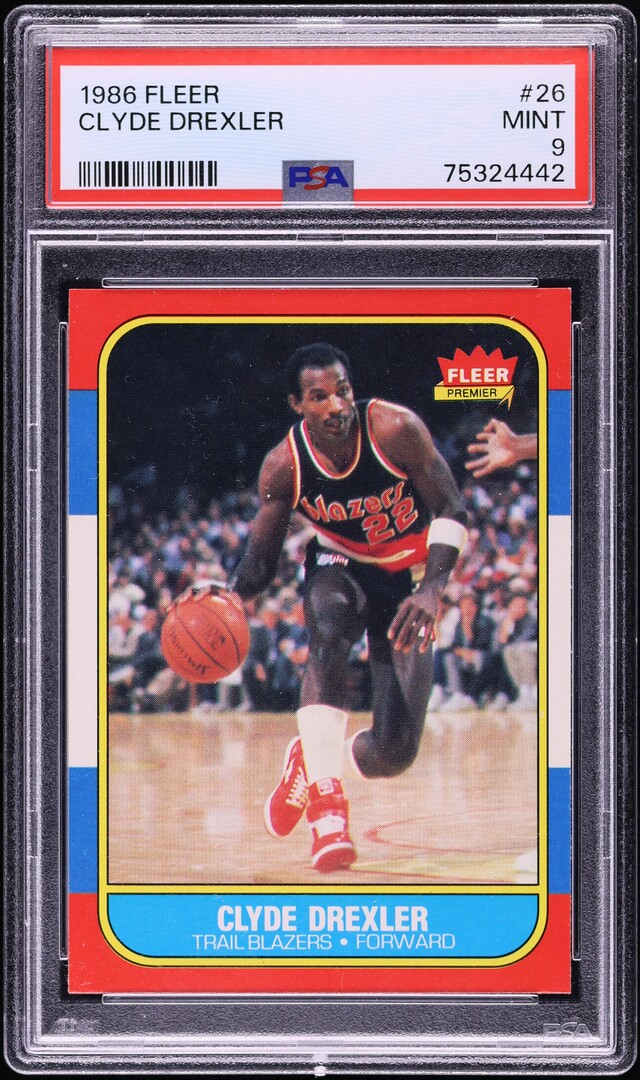 1986 Fleer Basketball Clyde Drexler ROOKIE #26 PSA 9 MINT