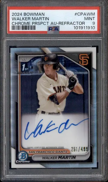 2024 Bowman Chrome Prospect Auto Refractor #CPAWM Walker Martin RC /499 PSA 9