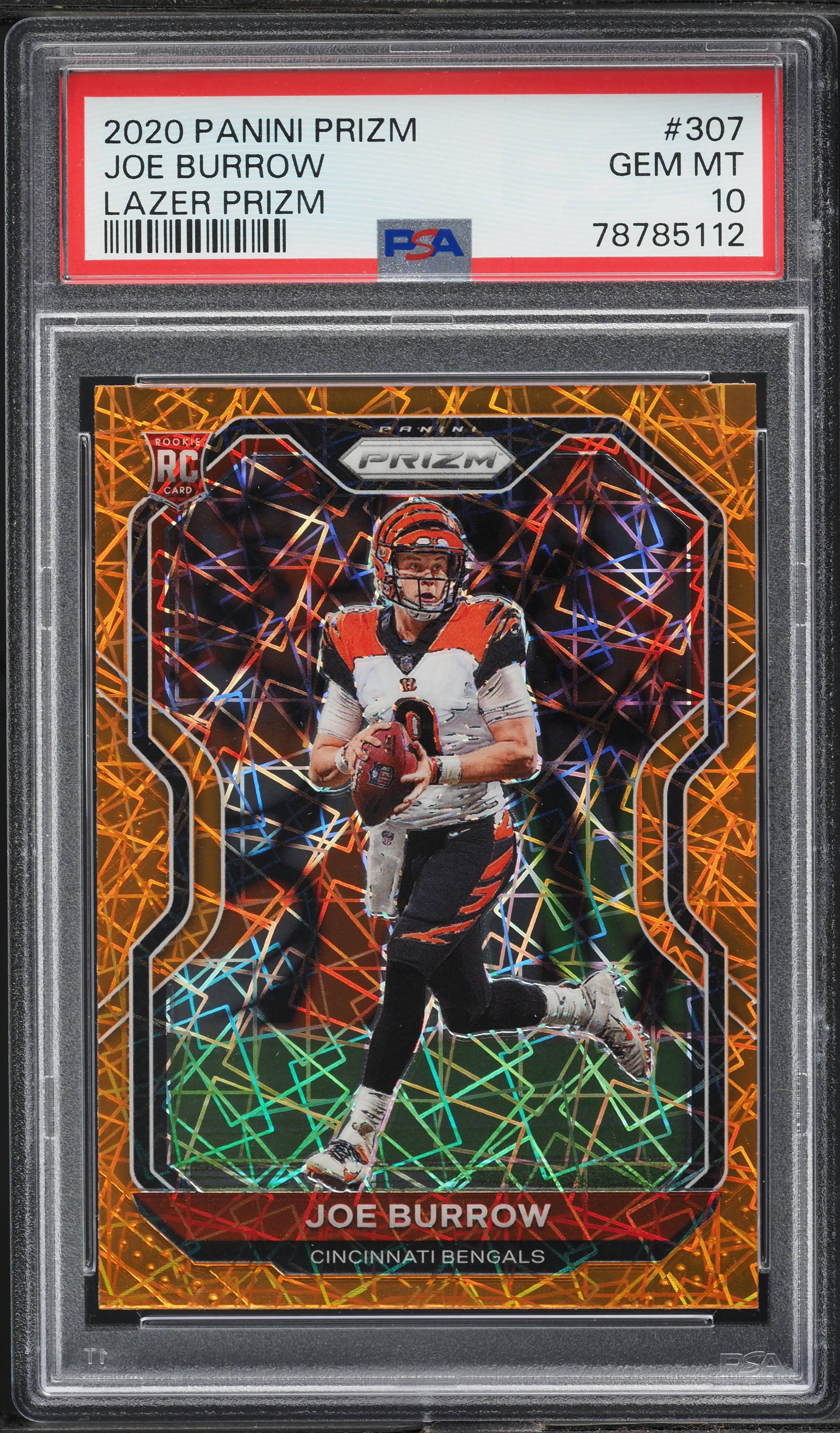 2020 Panini Prizm Lazer Joe Burrow ROOKIE #307 PSA 10 GEM MINT