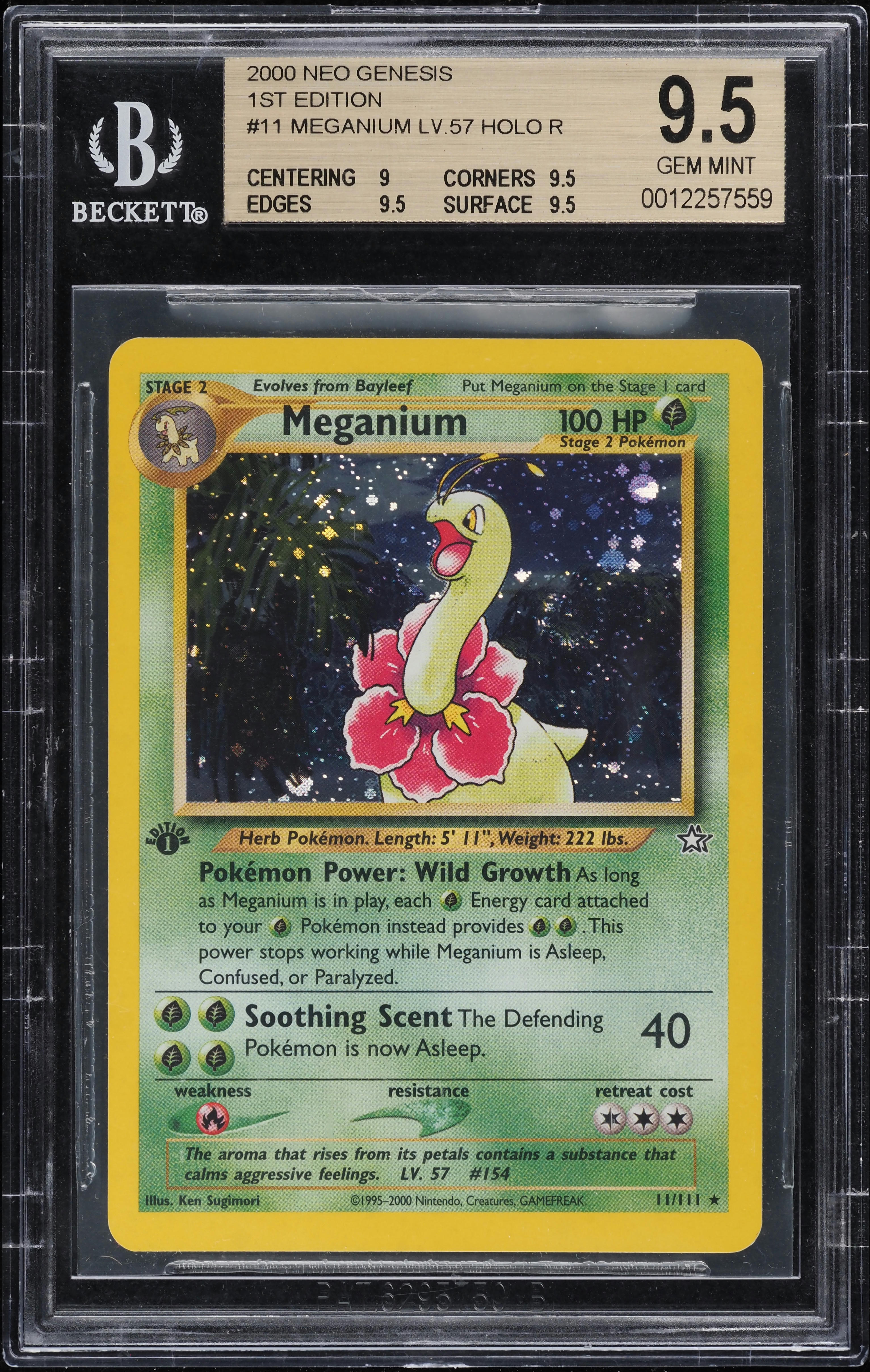 2000 Pokemon Neo Genesis 1st Edition Holo Meganium #11 BGS 9.5 GEM MINT