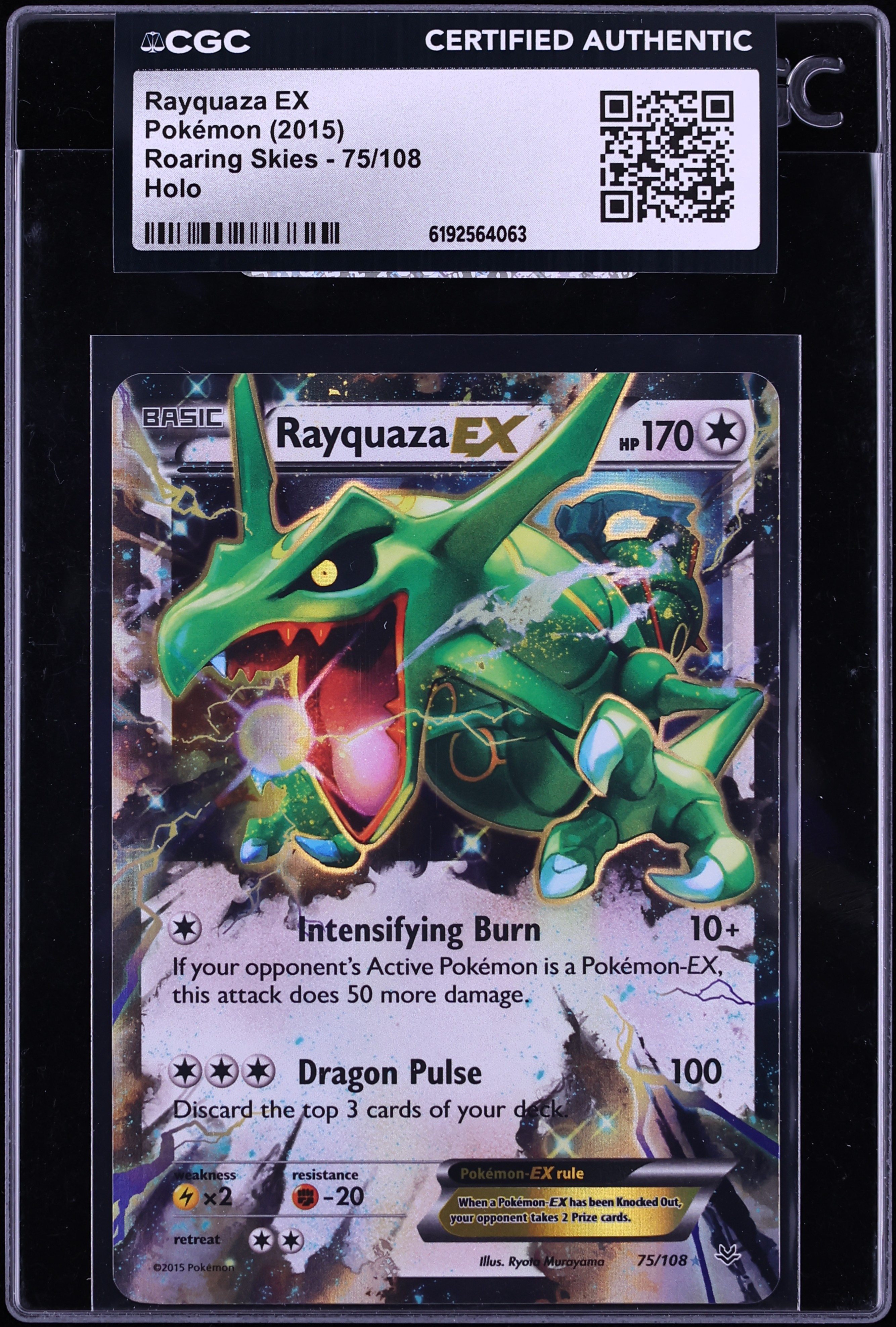 2015 Pokemon XY Roaring Skies Holo Rayquaza Ex #75 CGC AUTH