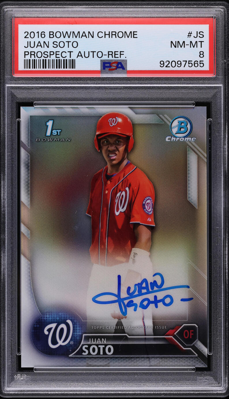2016 Bowman Chrome Prospect Refractor Juan Soto ROOKIE AUTO /499 PSA 8 NM-MT