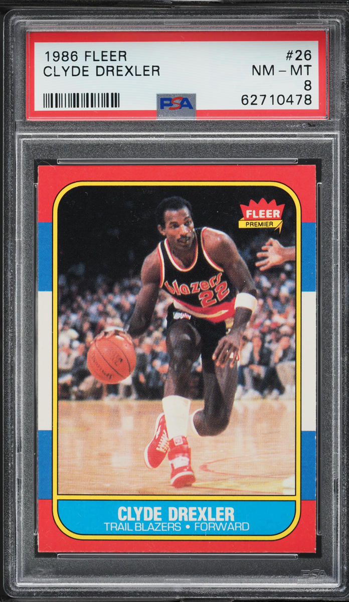 1986 Fleer Basketball Clyde Drexler ROOKIE #26 PSA 8 NM-MT