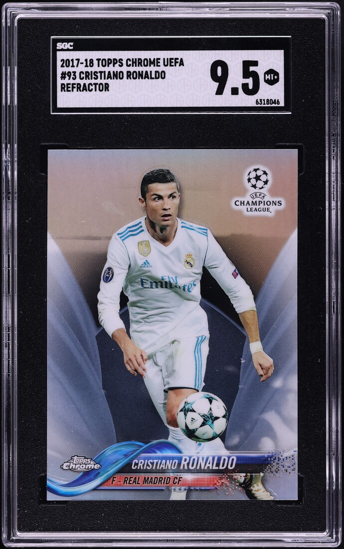 2017 Topps Chrome UEFA Refractor Cristiano Ronaldo #93 SGC 9.5 MINT+