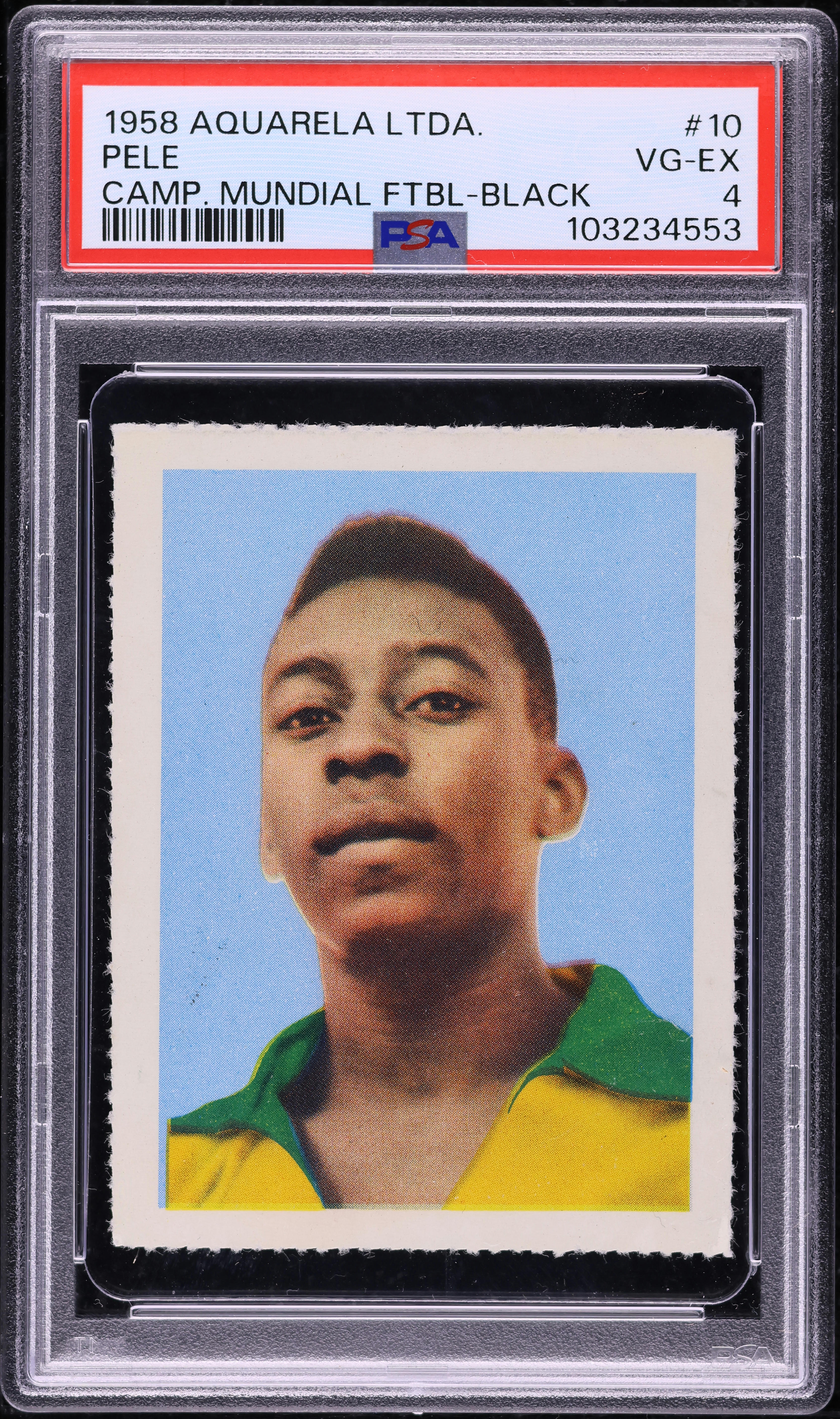 1958 Editora Aquarela Black Number Pele ROOKIE #10 PSA 4 VGEX