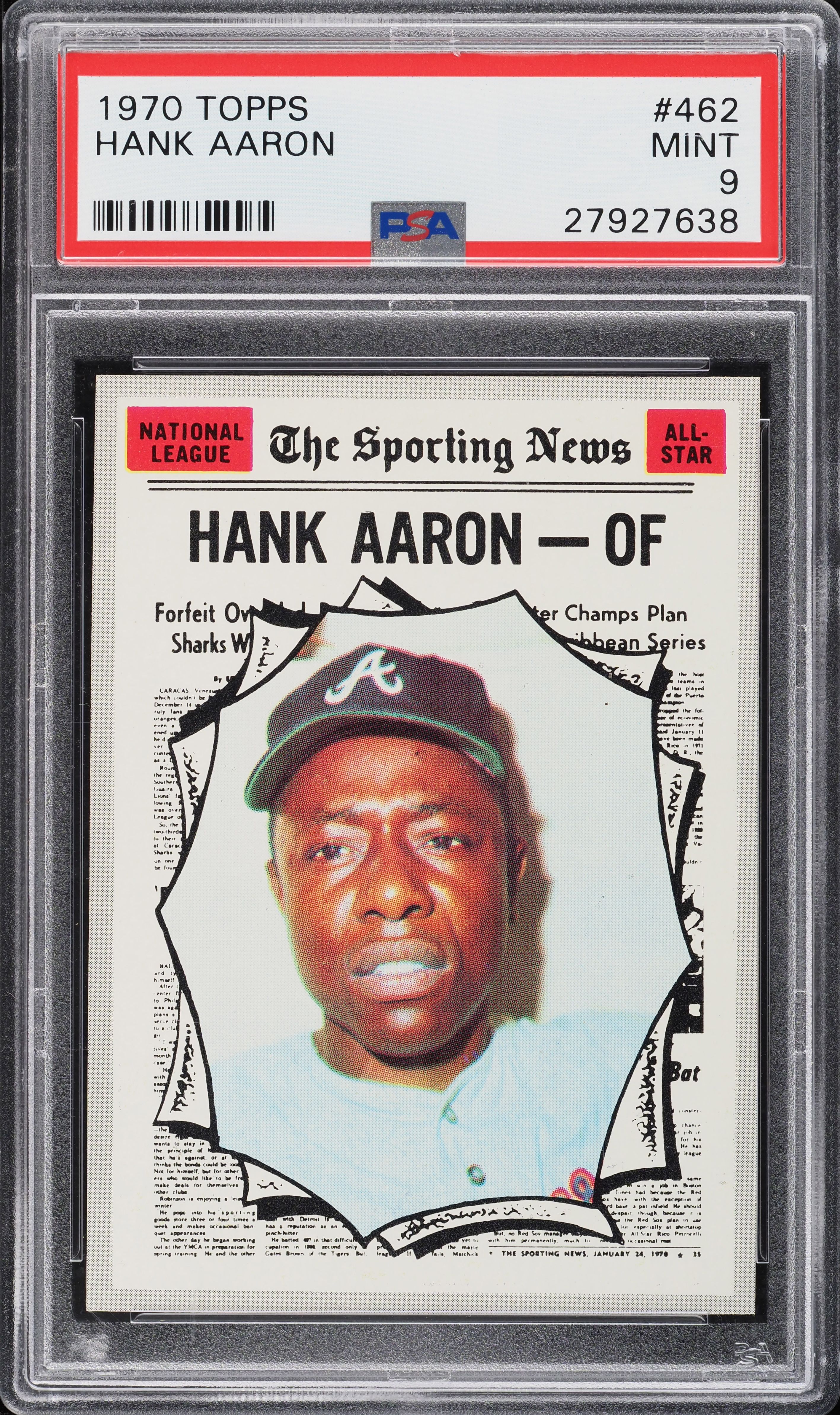 1970 Topps Hank Aaron ALL-STAR #462 PSA 9 MINT (PWCC-A)