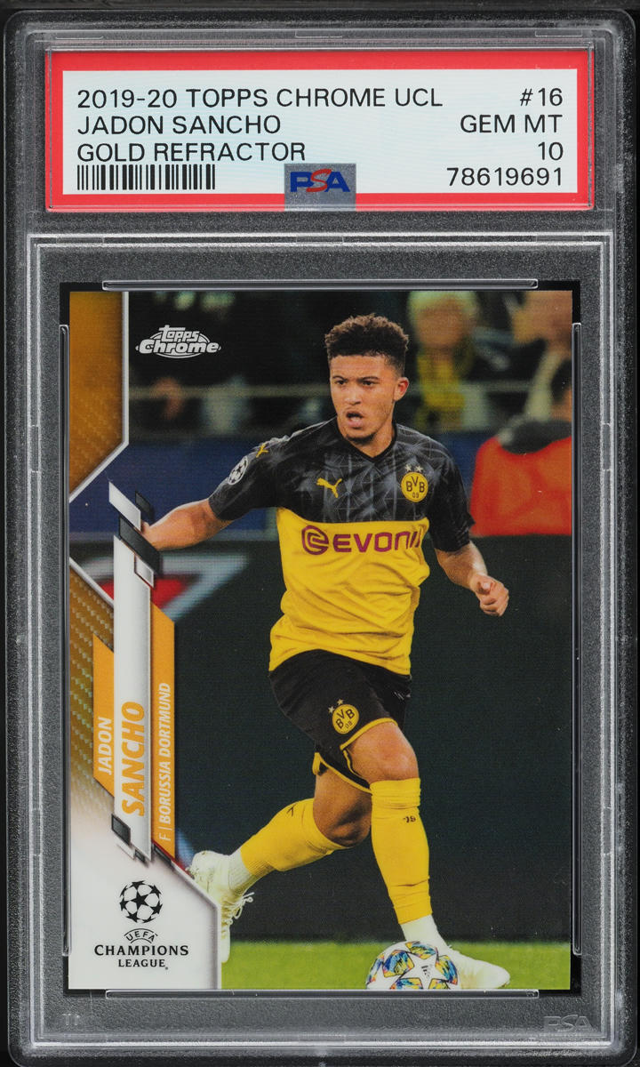 2019 Topps Chrome UEFA Champions League Gold Jadon Sancho /50 #16 PSA 10 GEM