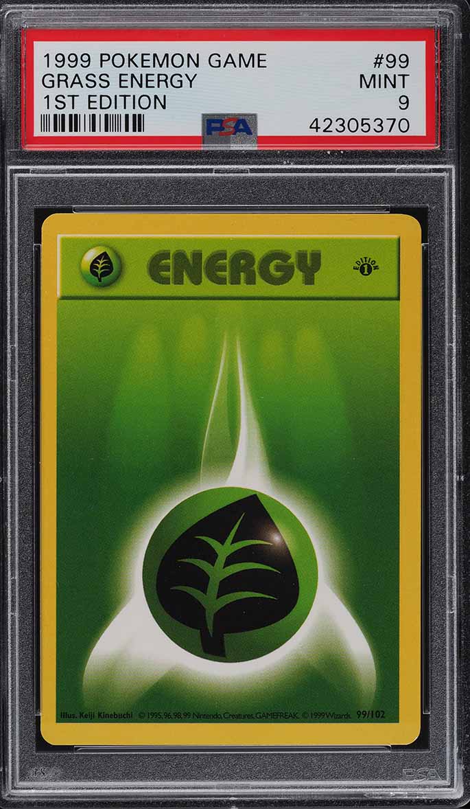 1999 Pokemon Base Set Shadowless 1st Edition Grass Energy #99 PSA 9 MINT