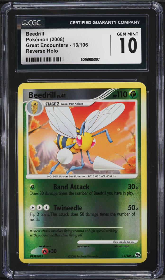 2008 Pokemon Diamond & Pearl Great Encounters Reverse Holo Beedrill #13 CGC 10