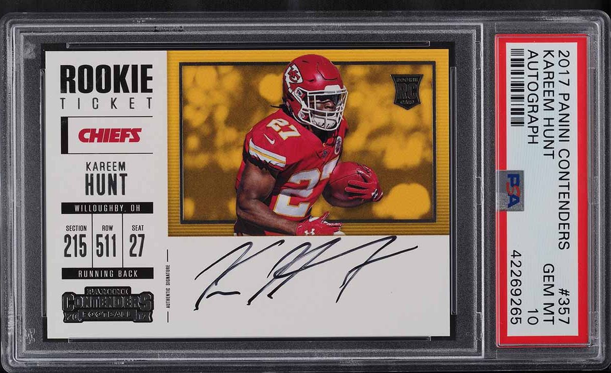 2017 Panini Contenders Kareem Hunt ROOKIE AUTO #357 PSA 10 GEM MINT