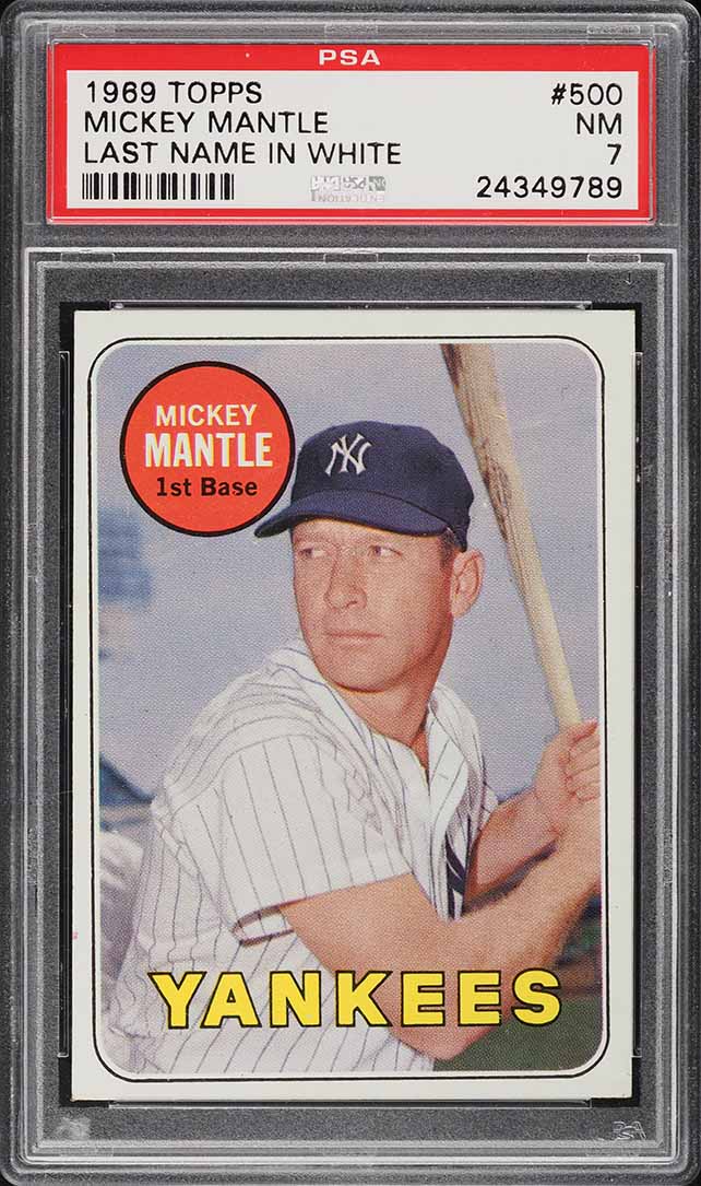1969 Topps Mickey Mantle LAST NAME IN WHITE #500 PSA 7 NRMT